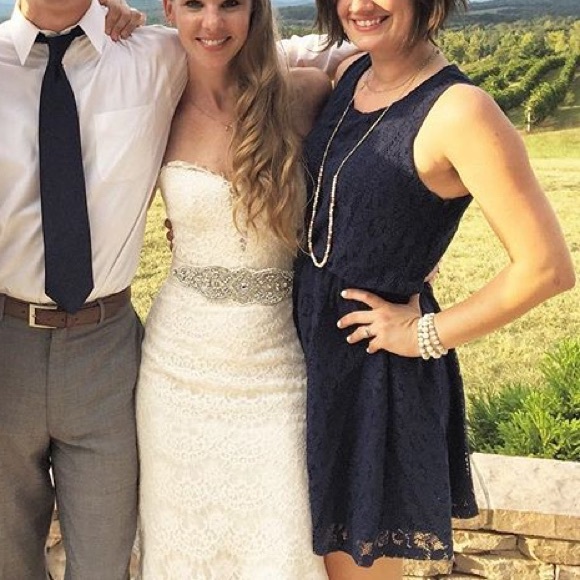 Navy Blue Lace Dress - Picture 4 of 4